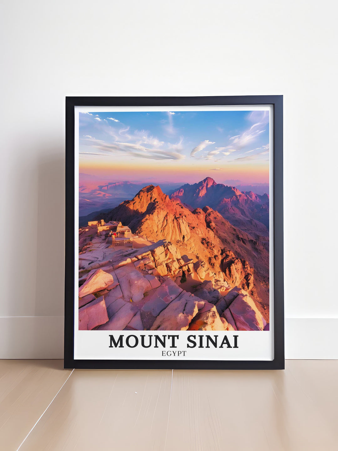 Sinai Peninsula and Saint Catherine are highlighted in this Mount Sinai Poster bringing the majesty of Jabal Musa into your home as a stunning piece of Mount Sinai Wall Art ideal for creating a serene and reflective atmosphere in any room