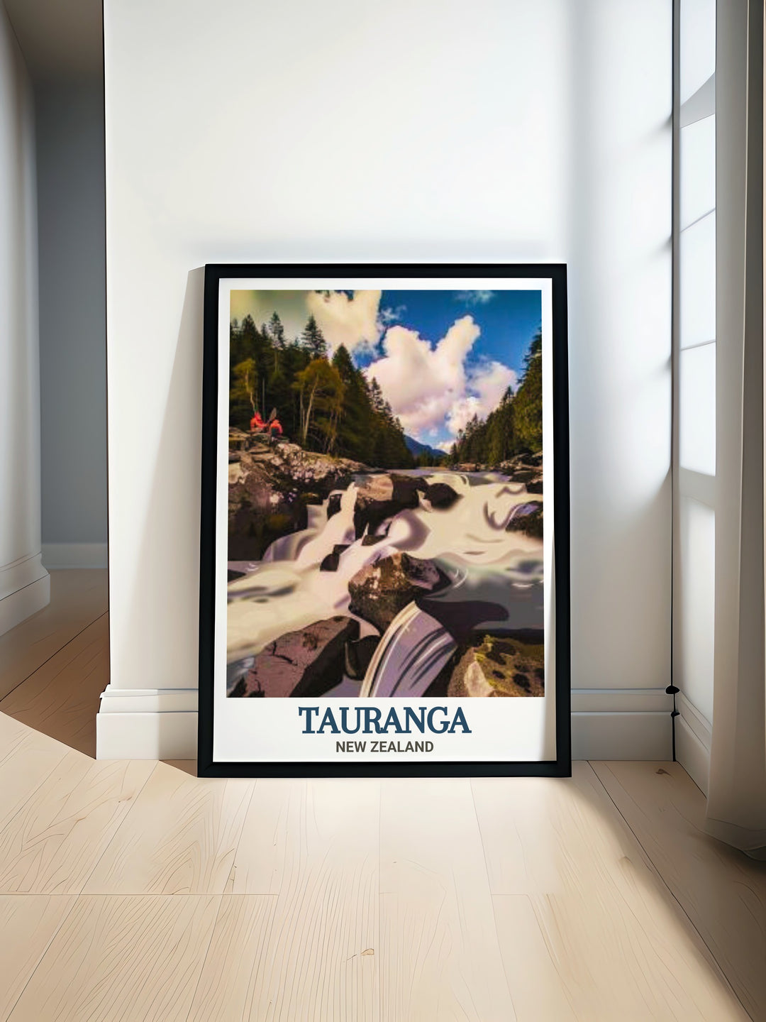 New Zealand print featuring McLaren Falls Park brings the beauty of Tauranga to your home perfect for New Zealand travel enthusiasts and those who appreciate elegant home decor