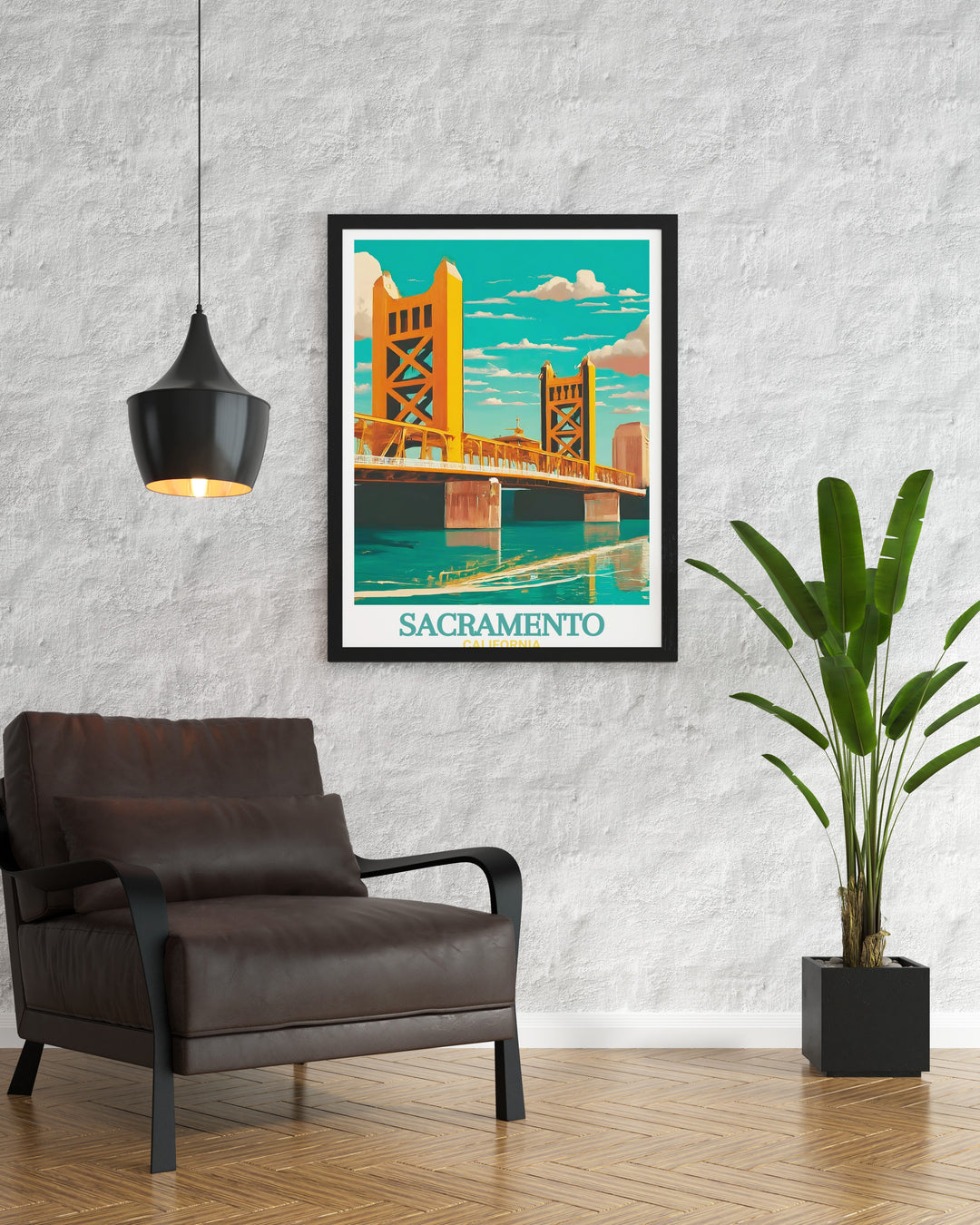 Stunning Sacramento Wall Art showcasing Tower Bridge in a fine line print style bringing modern elegance and historical pride to your home decor ideal for those who love this vibrant city