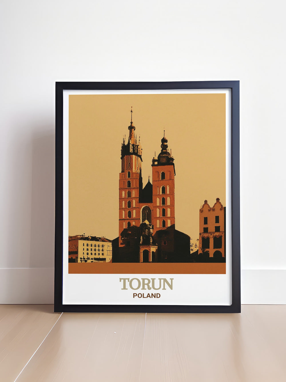 This Torun artwork features the majestic St. Marys Church, a testament to Polands rich architectural heritage. The detailed print brings the churchs Gothic design to life, making it an elegant addition to your home decor. Ideal for those who appreciate European history and culture.