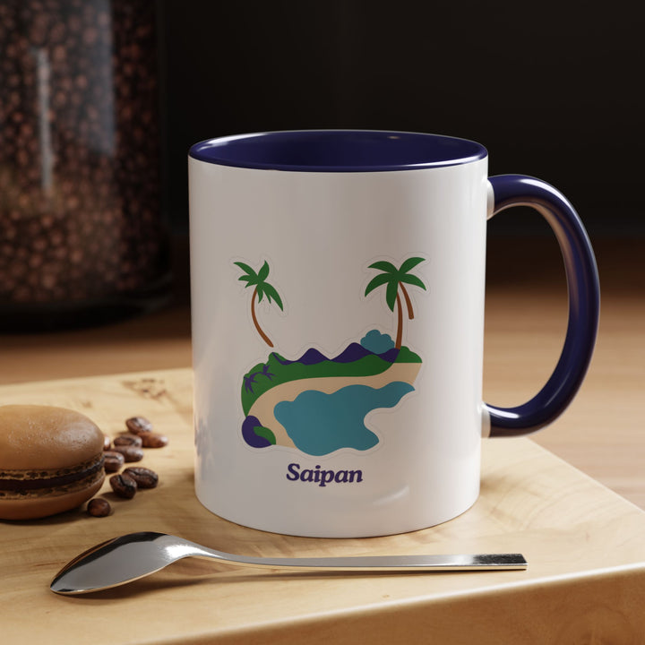 A beautifully crafted Saipan mug featuring intricate artwork of Saipans stunning beaches and vibrant culture. Durable ceramic, dishwasher and microwave safe, perfect for coffee and tea lovers. A meaningful gift for travelers, art lovers.