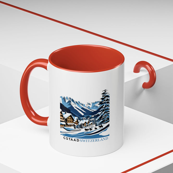 Bring the elegance of Gstaad into your home with this stylish mug. Featuring artistic designs inspired by the region, it is dishwasher-safe and perfect for hot beverages, making it a great keepsake.