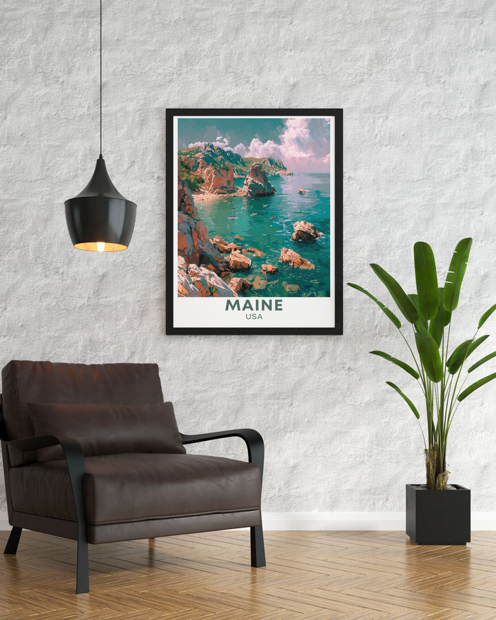 Showcasing the diverse ecosystems of Acadia National Park, this travel poster captures the parks rich biodiversity and commitment to conservation. Ideal for wildlife enthusiasts and those who appreciate the beauty of nature, this artwork highlights the vibrant wildlife and natural habitats of Acadia.