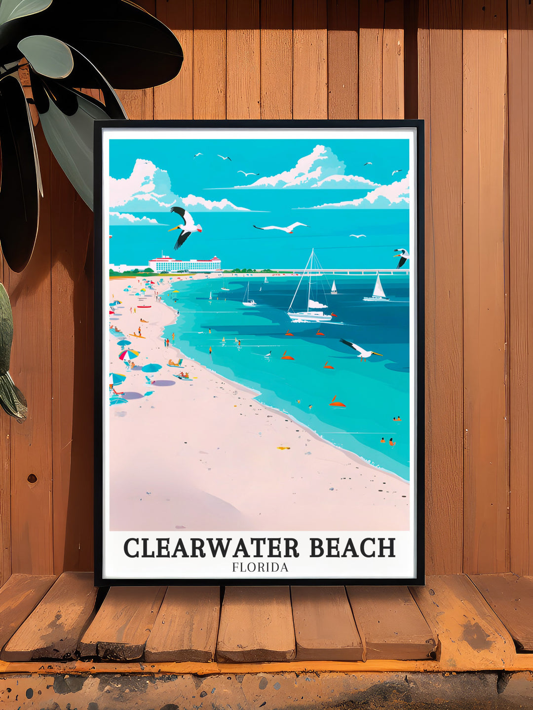 Florida Travel Art Posters. Featuring Clearwater Beach and the Gulf Coast Beach, these travel art posters are perfect for adding a touch of Floridas coastal beauty to your walls. Ideal for travel enthusiasts and beach art collectors.