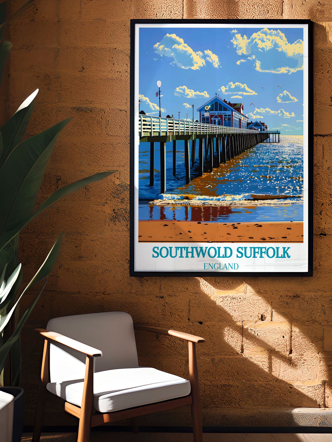 Delight in the timeless charm of Southwold with this art print, capturing the beauty of the pier and the historical significance of the lighthouse.