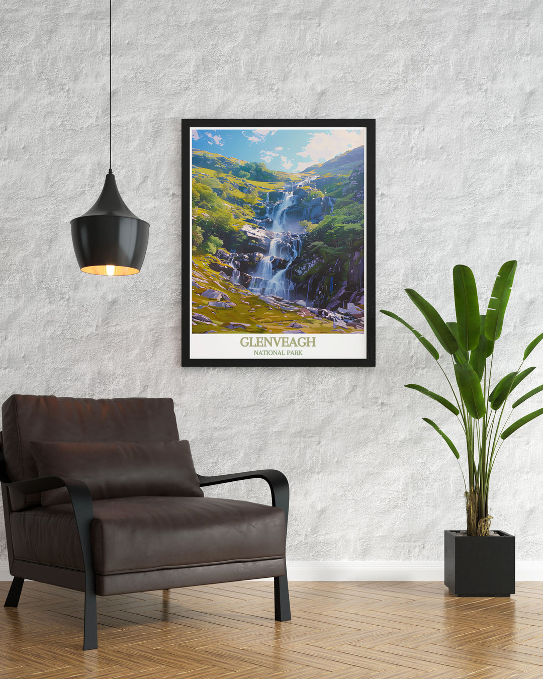 Gallery wall art of Glenveagh National Park, emphasizing the lush greenery and stunning landscapes of this Irish gem, perfect for enhancing your home with a touch of natural charm.