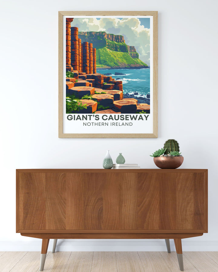 Scenic art piece of the Amphitheatre, emphasizing the dramatic cliff formations and breathtaking ocean views, perfect for adding a touch of Irelands rugged coastal beauty to any home decor.