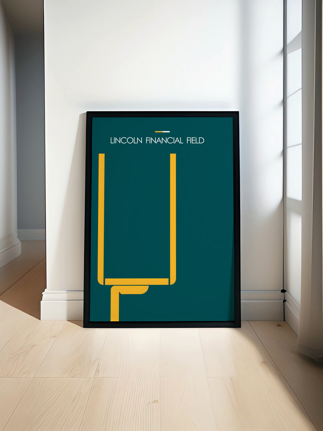 Lincoln Financial Field poster print designed for Philadelphia Eagles fans. This minimalist sports art is perfect for sports bedrooms offices and living rooms making it a great gift for football lovers and anyone who appreciates modern decor.