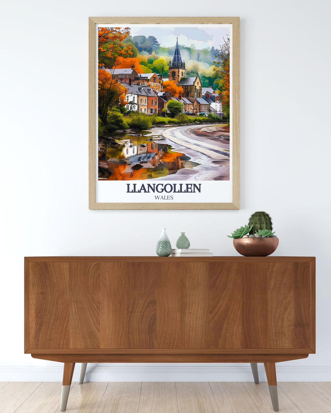 Enhance your walls with this elegant art print of River Dee, Llangollen Canal, and Llangollen Methodist Church, perfect for UK art enthusiasts.