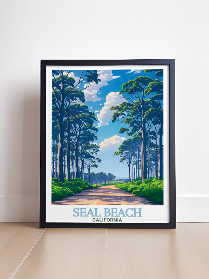 Gum Grove Nature Park Poster Print captures the essence of Californias scenic beauty with its lush greenery and calm atmosphere. This travel print is perfect for anyone who enjoys outdoor adventures, making it a great gift for nature lovers and travelers alike.