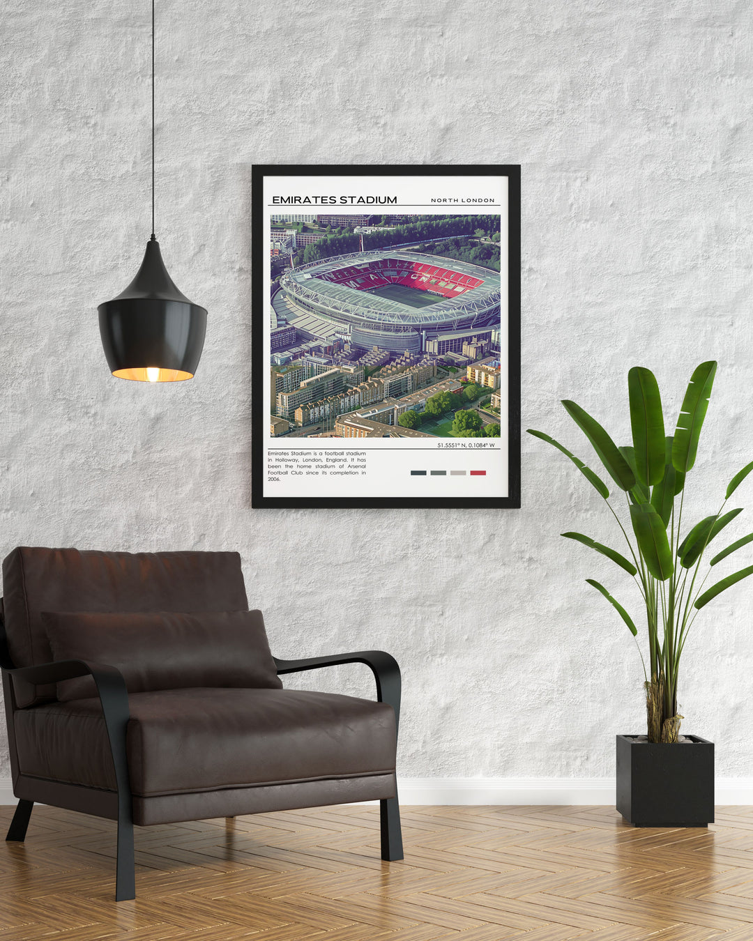 Travel art showcasing the impressive Emirates Stadium, highlighting its role as a top destination for football enthusiasts.