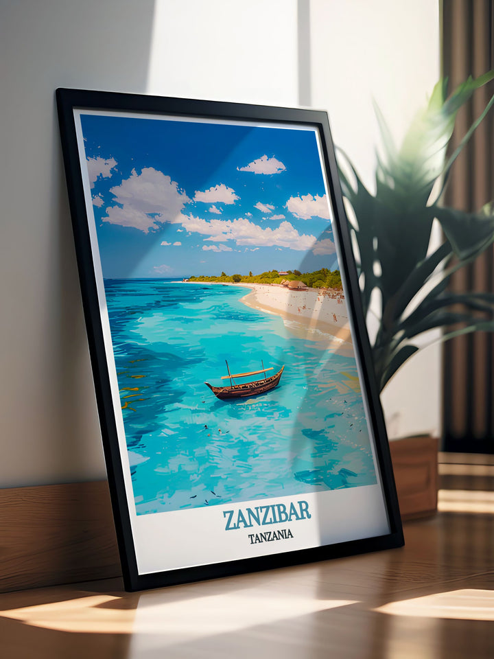 Nungwi Beach prints highlighting the vibrant marine life and stunning coastline of Zanzibar perfect for nature enthusiasts looking to decorate their homes with captivating art that celebrates the beauty of this tropical destination.