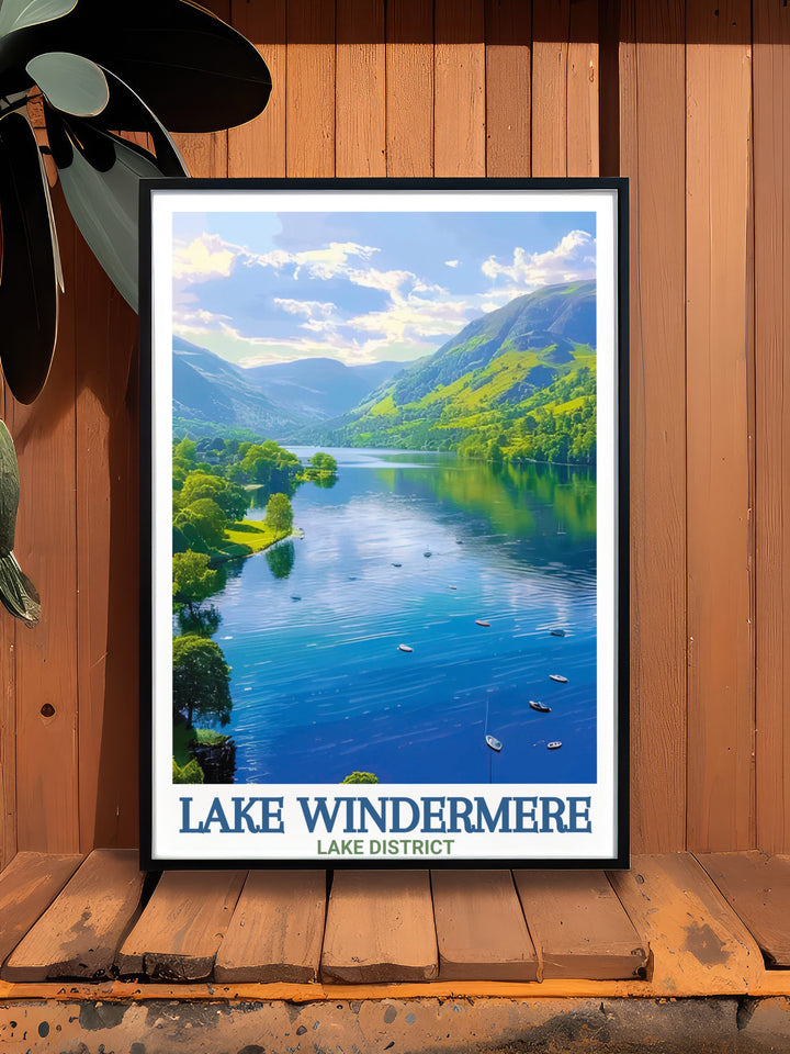 Lake District Canvas Art showcases the peaceful charm of Lake Windermere, with its expansive lake views and surrounding hills. This travel print adds a touch of natures elegance to any room, making it ideal for those who appreciate outdoor landscapes and tranquil decor.