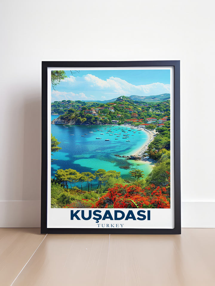 Pegion Island art print featuring the stunning coastline of Turkey. This Turkey wall art adds elegance to any living room or bedroom. Ideal for those looking for a Turkey travel print to complete their modern decor or give as a thoughtful travel gift.