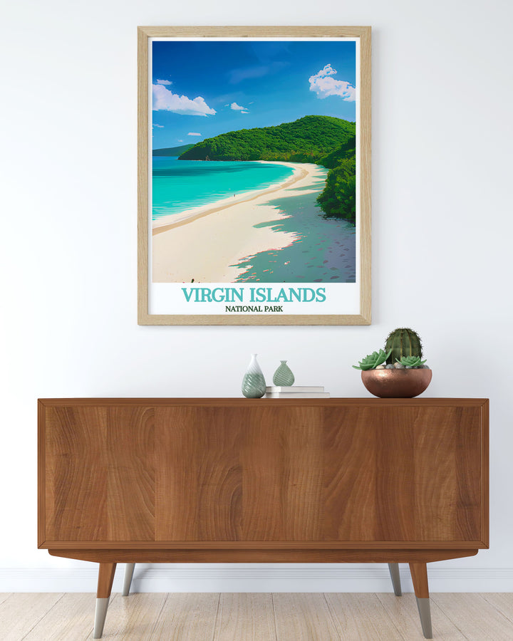 Modern art print of Cinnamon Bay showcasing the captivating essence of this paradise ideal for elegant home decor