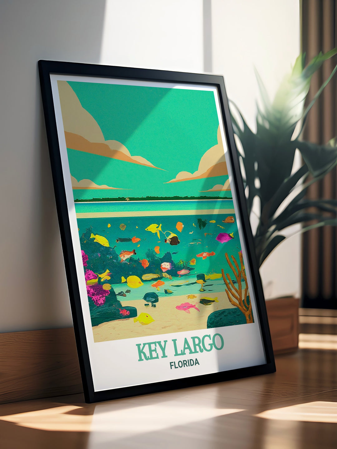 Key Largo print and John Pennekamp Coral Reef State Park modern prints showcase the stunning natural beauty of Florida offering vibrant colors and beautiful scenery that make these prints perfect for any living room bedroom or office space looking for a tropical touch.