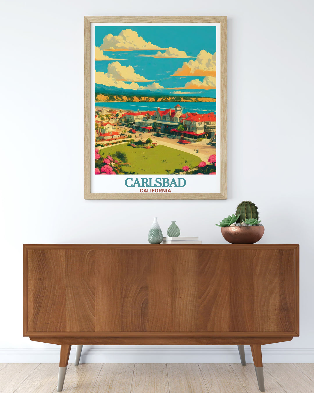 This Carlsbad Village travel print features a detailed map of the area, making it an excellent gift for anyone who loves the California coast. The clean lines and modern color palette ensure it fits seamlessly into any home decor.