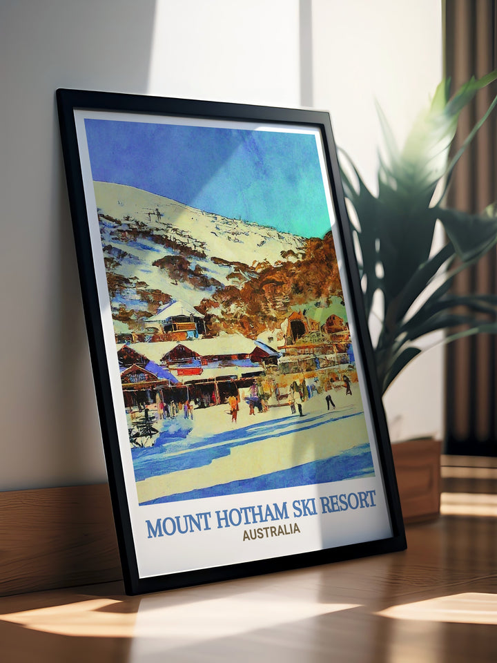 Featuring Mount Hotham Ski Resort and the scenic Hotham Alpine Village, this canvas art showcases the majestic beauty of the Australian Alps. This print is perfect for winter sports enthusiasts and nature lovers alike.