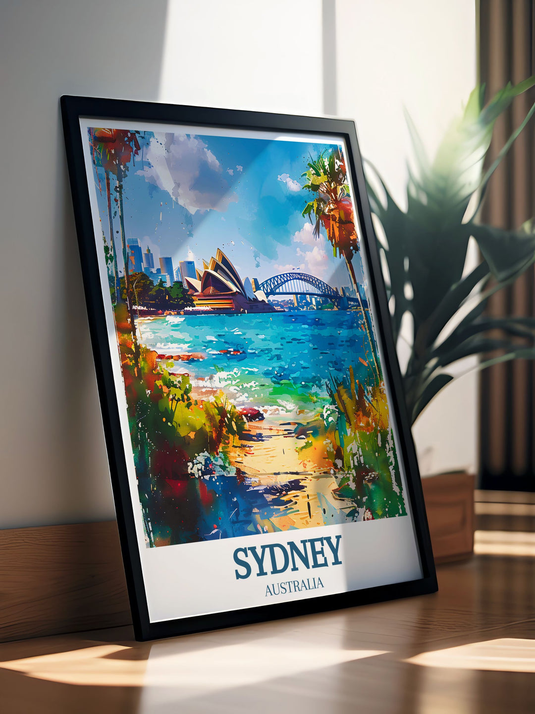 Stunning Sydney Harbour Bridge and Sydney Opera House print capturing the essence of Australias most famous city a perfect addition to your art collection or as a memorable gift for anyone who loves travel and vintage prints