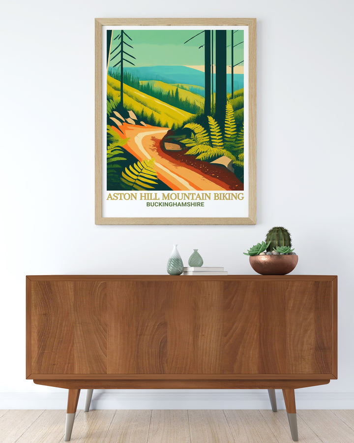 Aston Hill Poster and Black Run Stunning Prints capture the excitement of mountain biking in the Chiltern Hills AONB Wendover Woods and Aston Hill MTB are featured in this vibrant Mountain Bike Print ideal for home decor and wall art