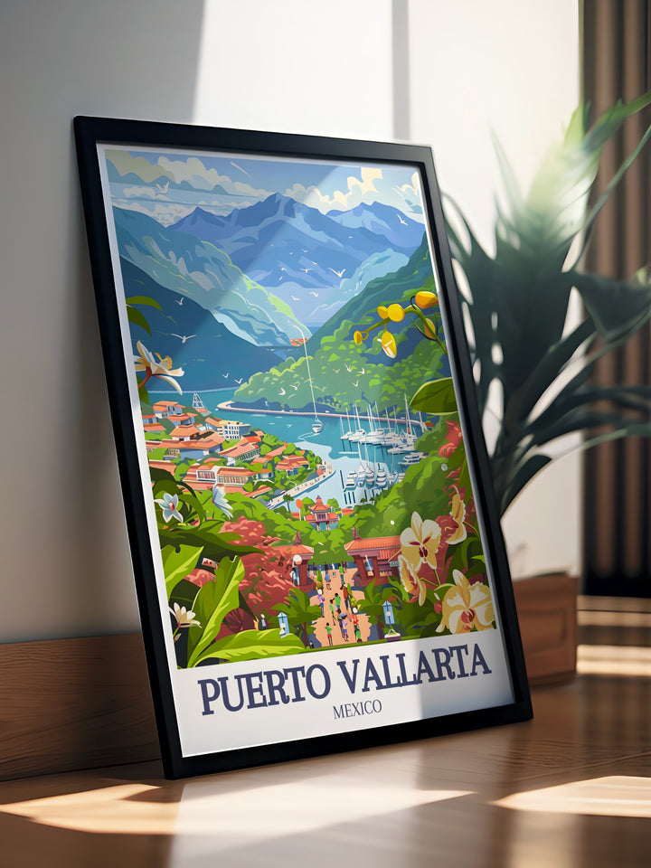 Digital Download of Puebla Wall Art capturing the lively spirit of Mexicos historic city combined with Vallarta Botanical Gardens Puerto Vallarta Marina modern prints