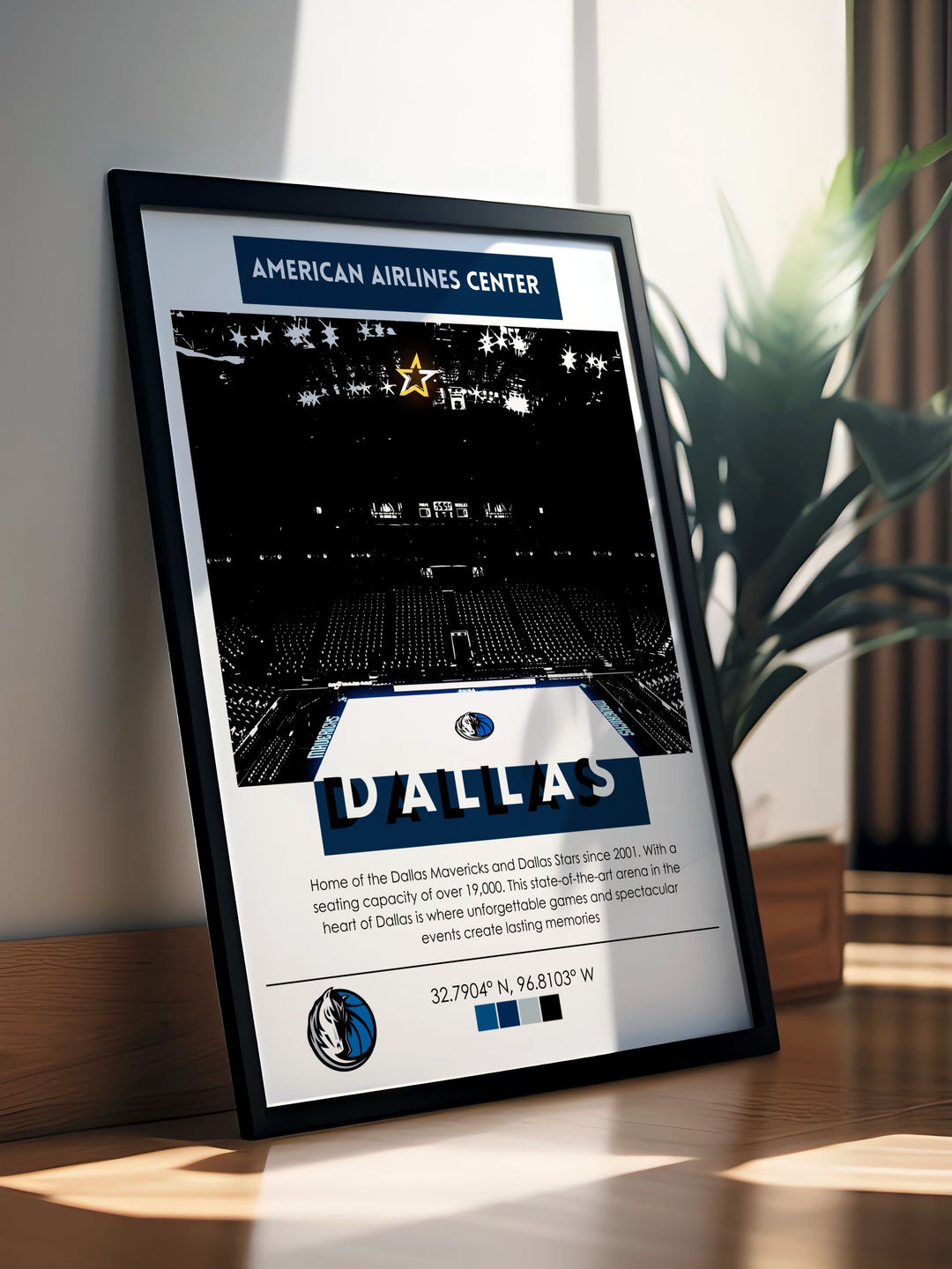 Immerse yourself in the excitement of sports with our Mavericks Print capturing the essence of the American Airlines Center. These prints are perfect Gifts for Dad and a unique way to celebrate his passion for the NBA and the Dallas Mavericks.