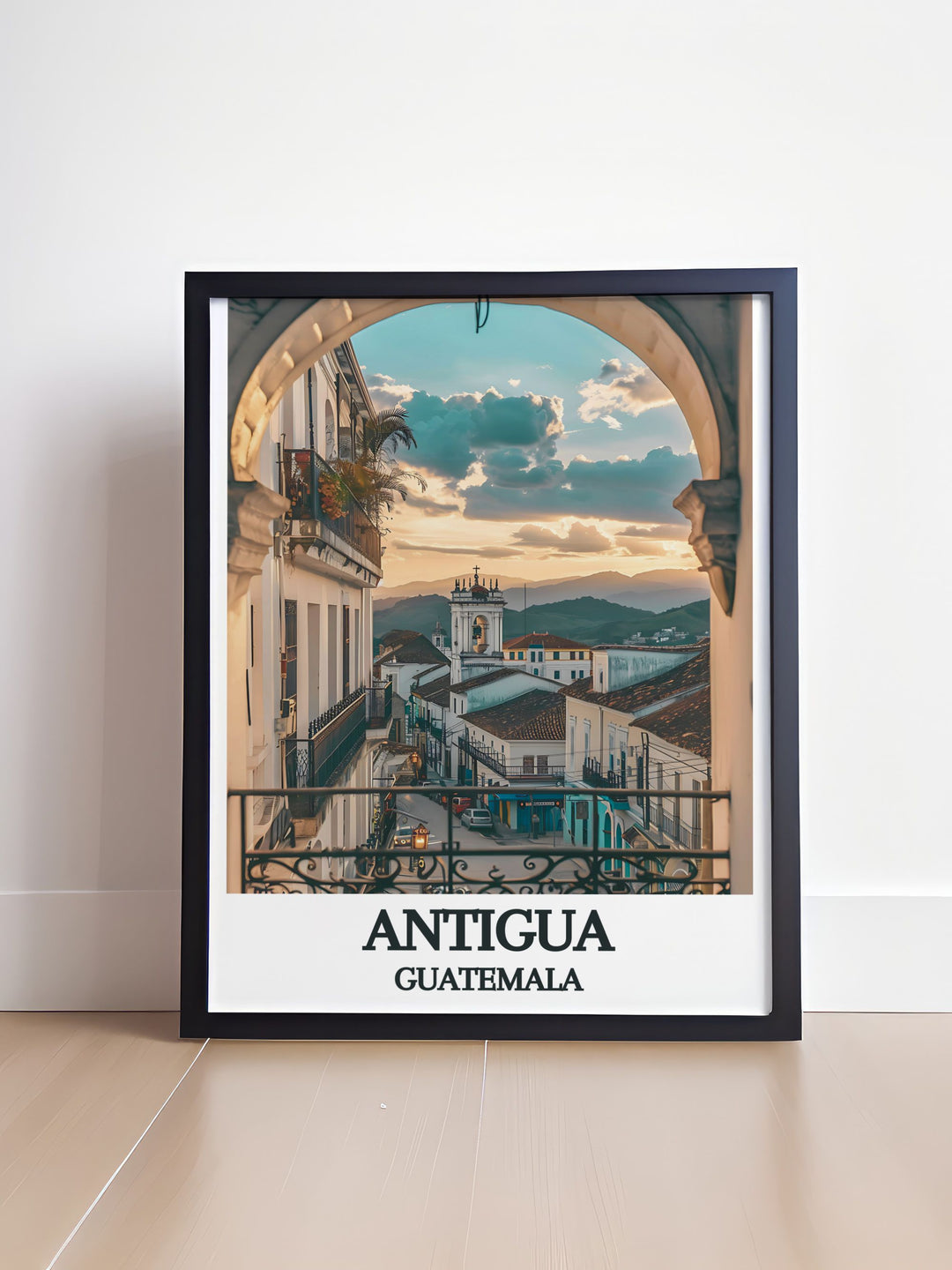 Matted art print of Antigua Guatemala Cathedral offering a sophisticated addition to your home decor or office space perfect for those who appreciate historical landmarks and modern design