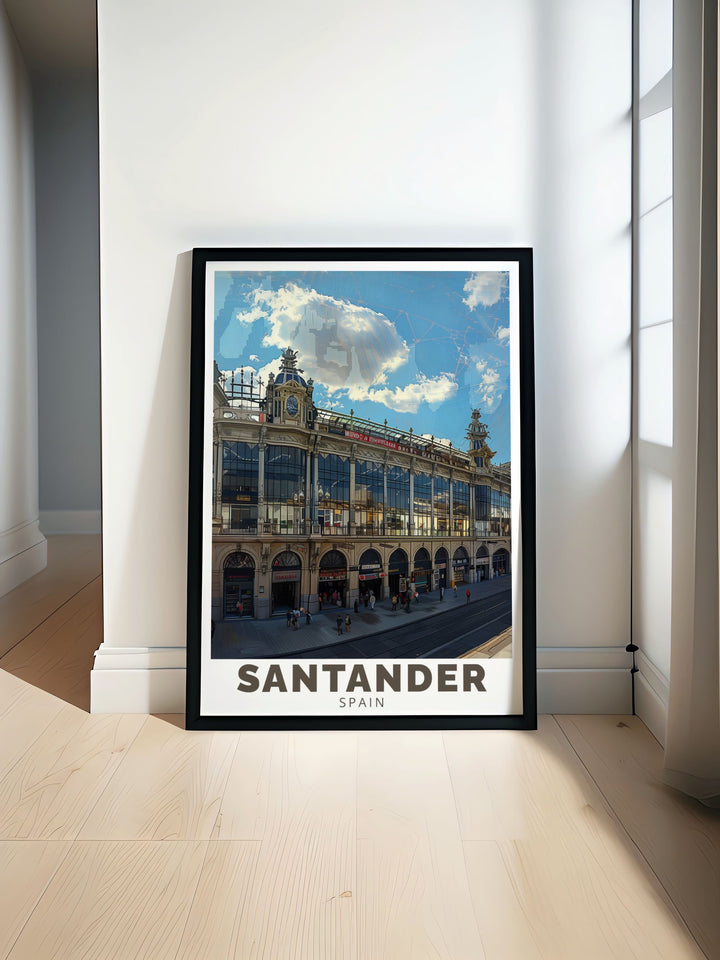 Santander wall art featuring Mercado de la Esperanza brings the vibrant spirit of Spain into your home decor with stunning colors and intricate details that evoke the lively atmosphere of one of Santanders most famous landmarks.