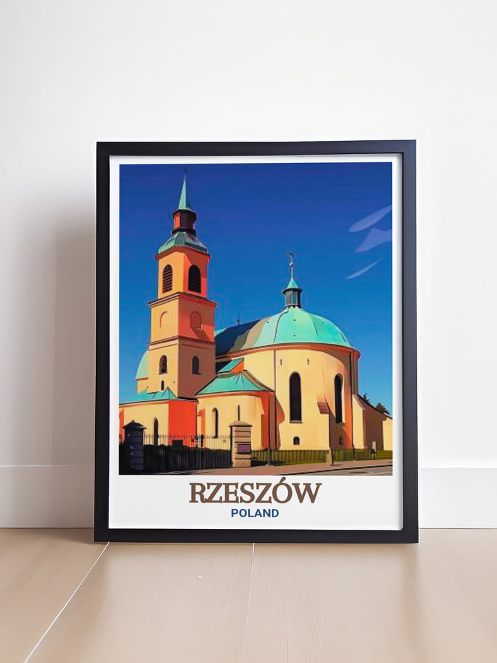 The Bernardine Church and Monastery in Rzeszow are beautifully captured in this elegant art print making it an ideal addition to your collection of Poland wall art or as a unique gift for someone special.