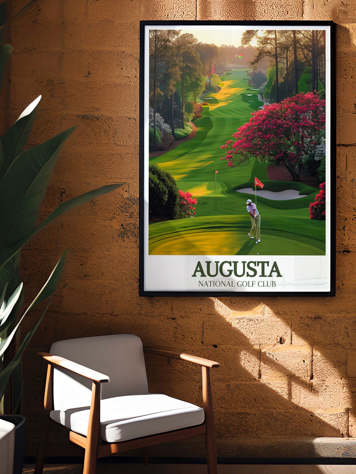 Augusta National travel poster print of Magnolia Lane Amen Corner ideal for home decor and personalized gifts a beautiful addition to any living space or golf themed room