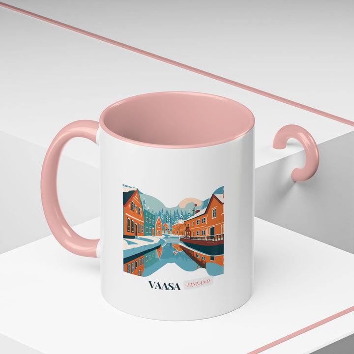 Enjoy the allure of Vaasa with this artistic Finland mug featuring detailed illustrations of its iconic sights and natural beauty. Durable and dishwasher-safe, ideal for coffee or tea lovers and makes a meaningful gift for travelers, art enthusiasts, or anyone fond of Vaasa.