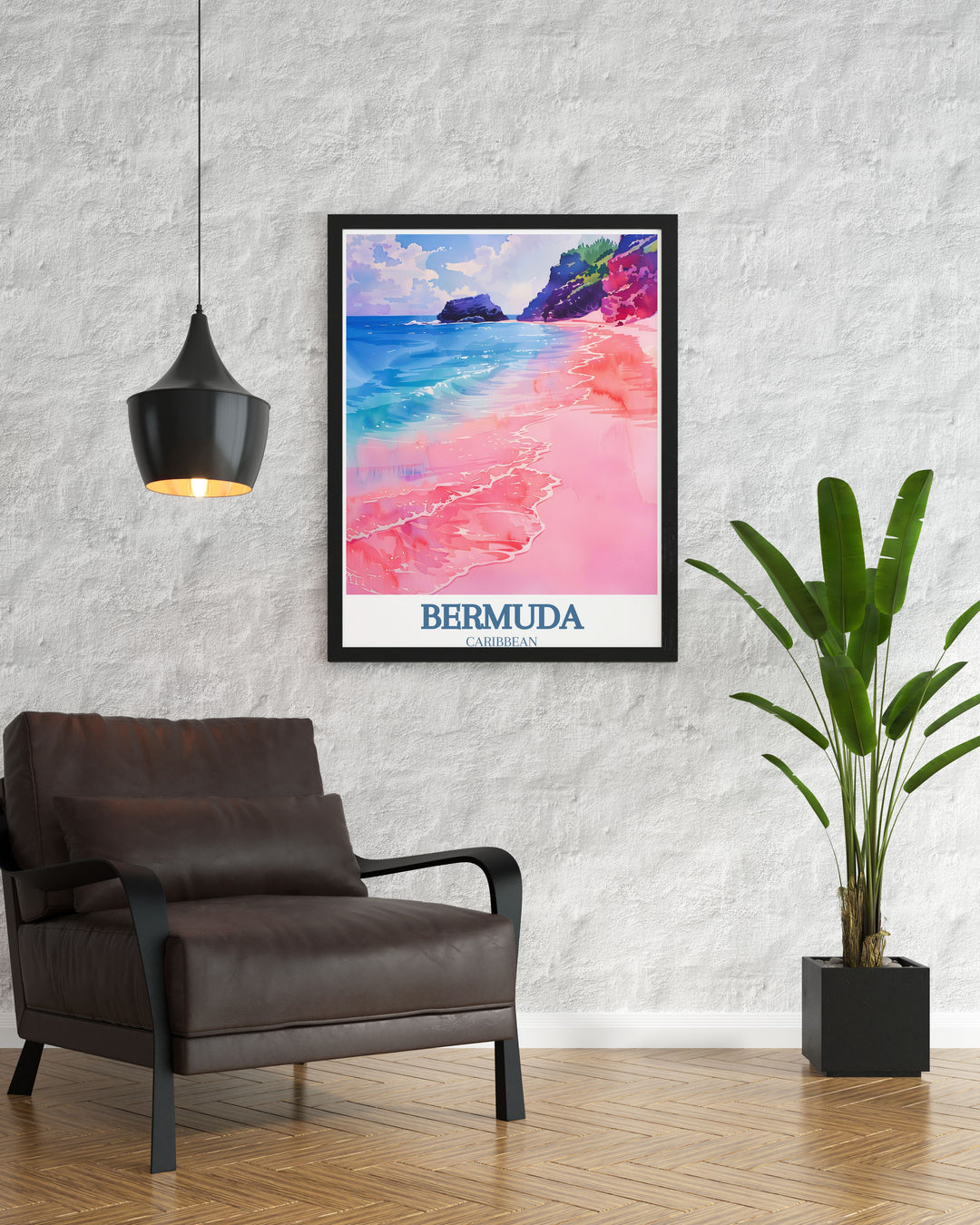 Unique artwork of Bermuda featuring Horseshoe Bay Beach and Warwick Long Bay, perfect for personalized gifts or home decor. This print captures the essence of Bermudas scenic landscapes and tropical allure.