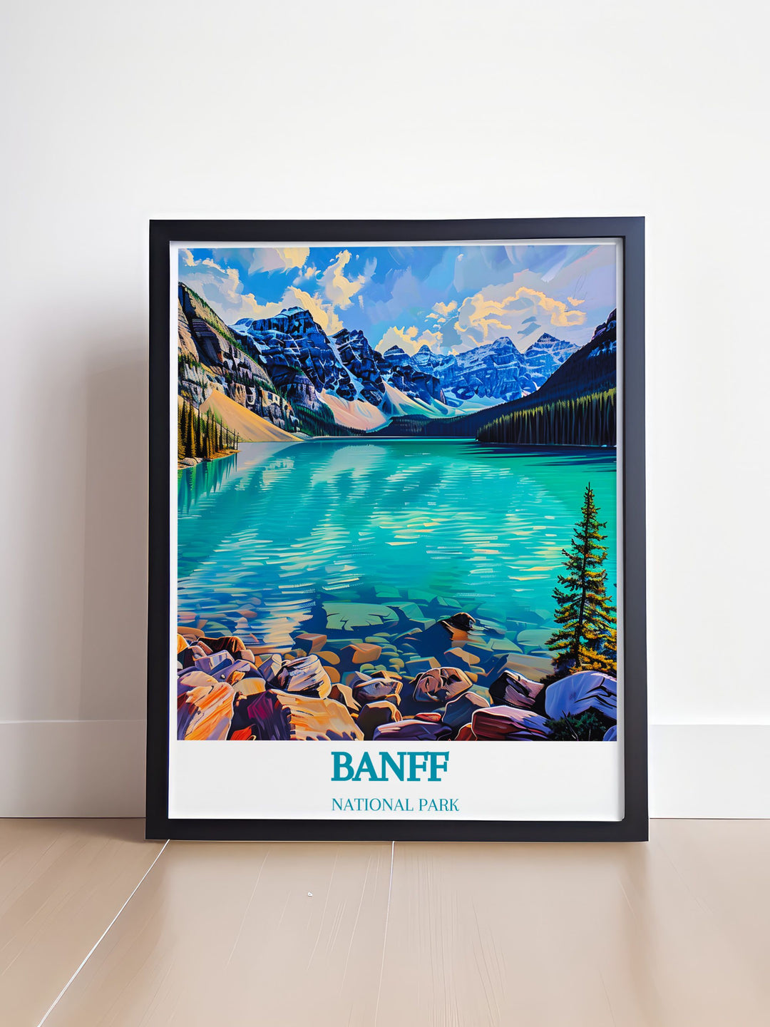 Lake Louise canvas art capturing the peaceful blue waters and snowy mountain peaks, ideal for those seeking a serene addition to their home or office decor.