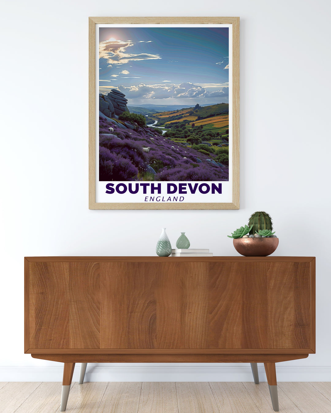 Dartmoor National Park Modern Art and South Devon Travel Gift showcasing the natural beauty of the region. A perfect gift for those who love adventure and exploring the outdoors. Add this stylish piece to any space for a timeless look.