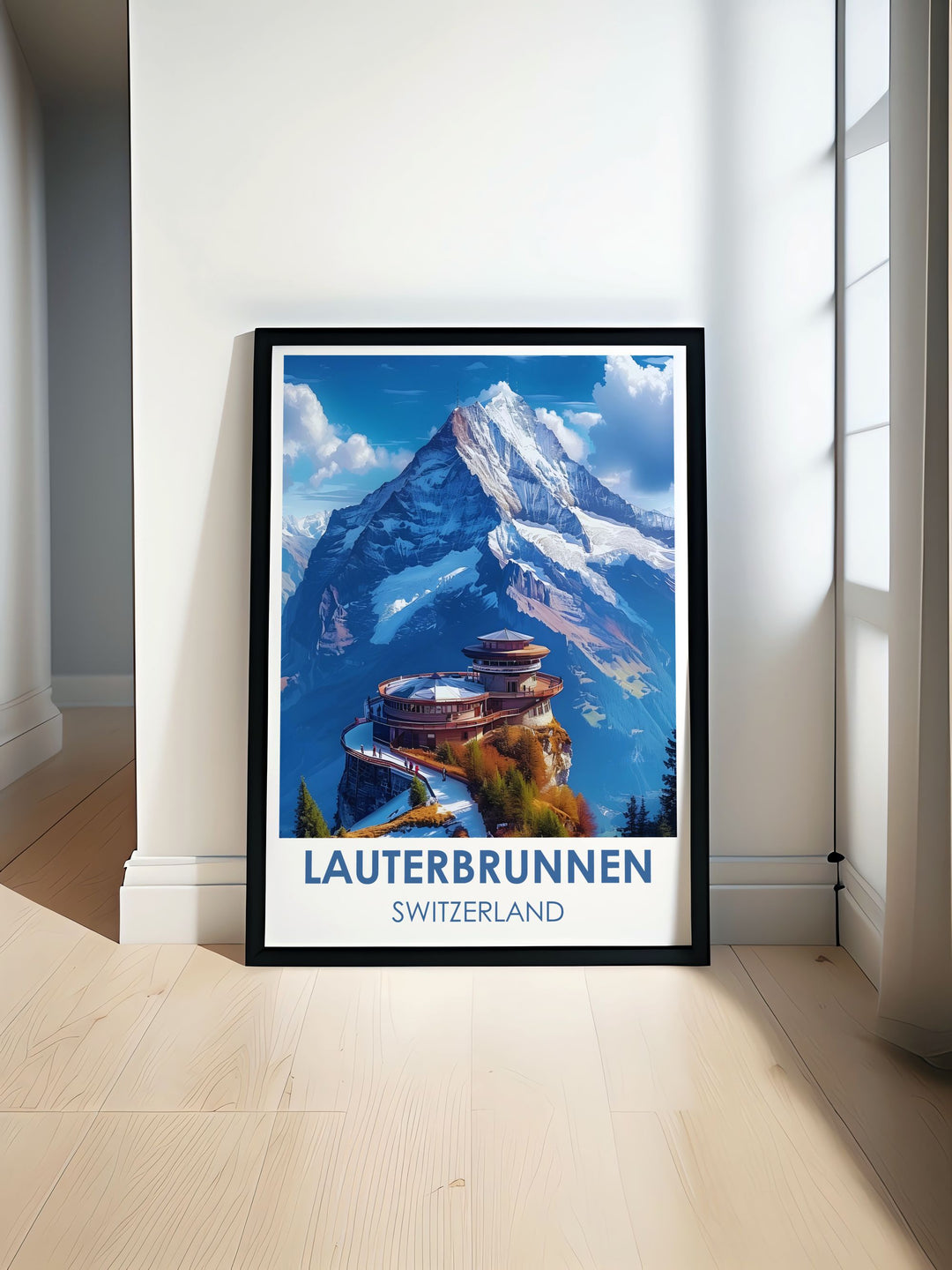 Schilthorn Modern Print featuring the majestic Swiss mountain peaks and stunning vistas of Schilthorn ideal for adding a touch of elegance to any home decor