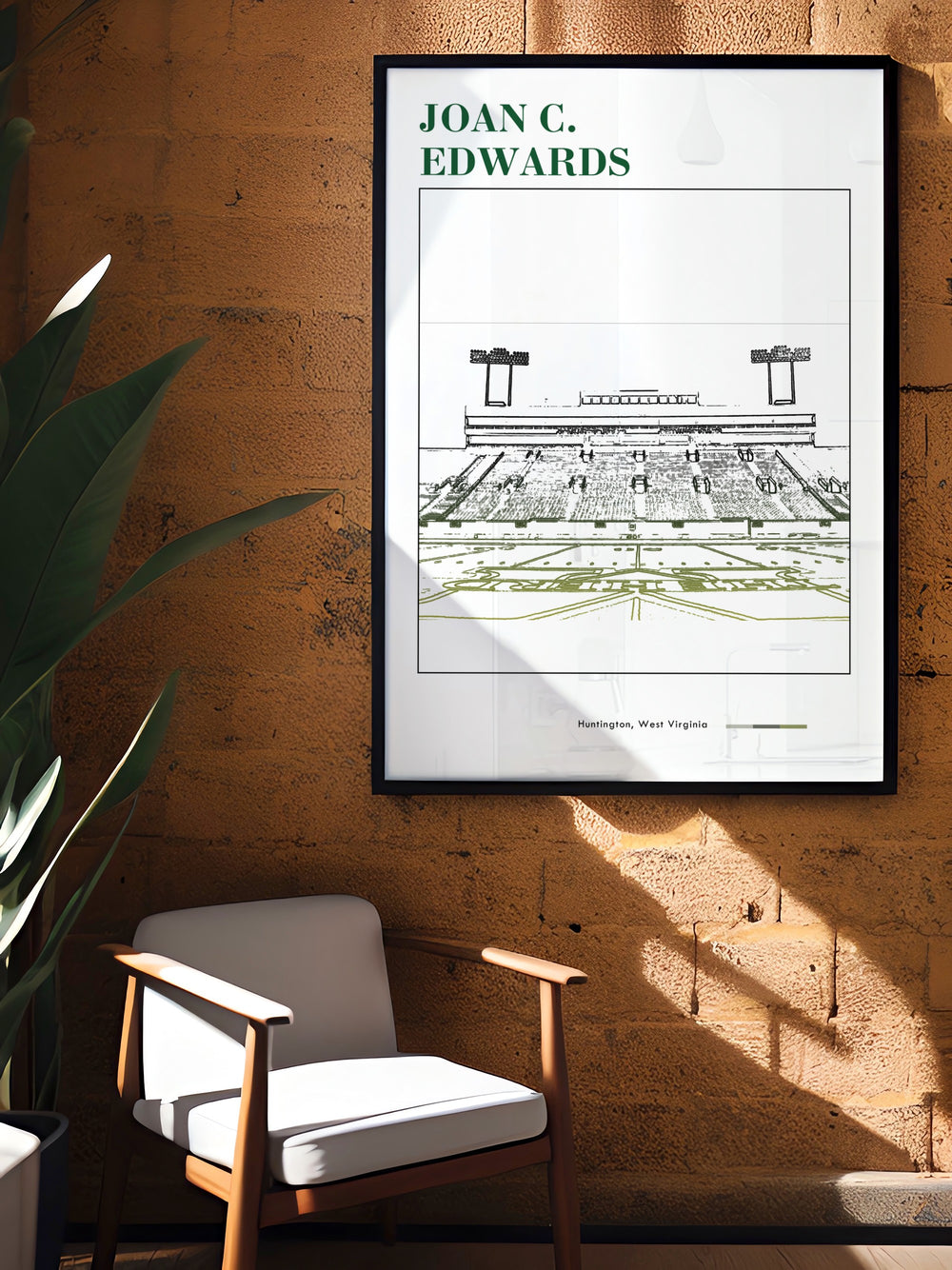 Marshall Football art print showcases Joan C Edwards Stadium and celebrates the iconic Thundering Herd team. This NCAA football print adds a sporty touch to your living room or dorm while honoring Marshall Universitys athletic pride.