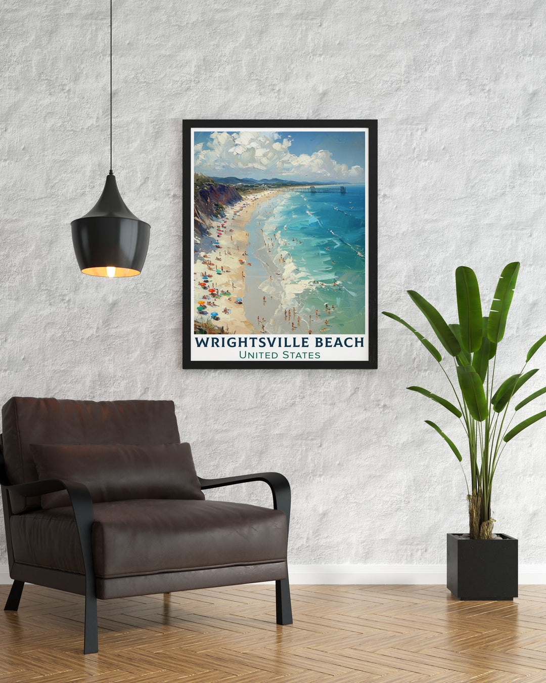 Discover the allure of Wrightsville Beach with this travel poster, capturing the vibrant energy and serene atmosphere of North Carolinas coastal haven. The poster invites you to explore the pristine beach, vibrant community, and historical significance of this beloved destination.