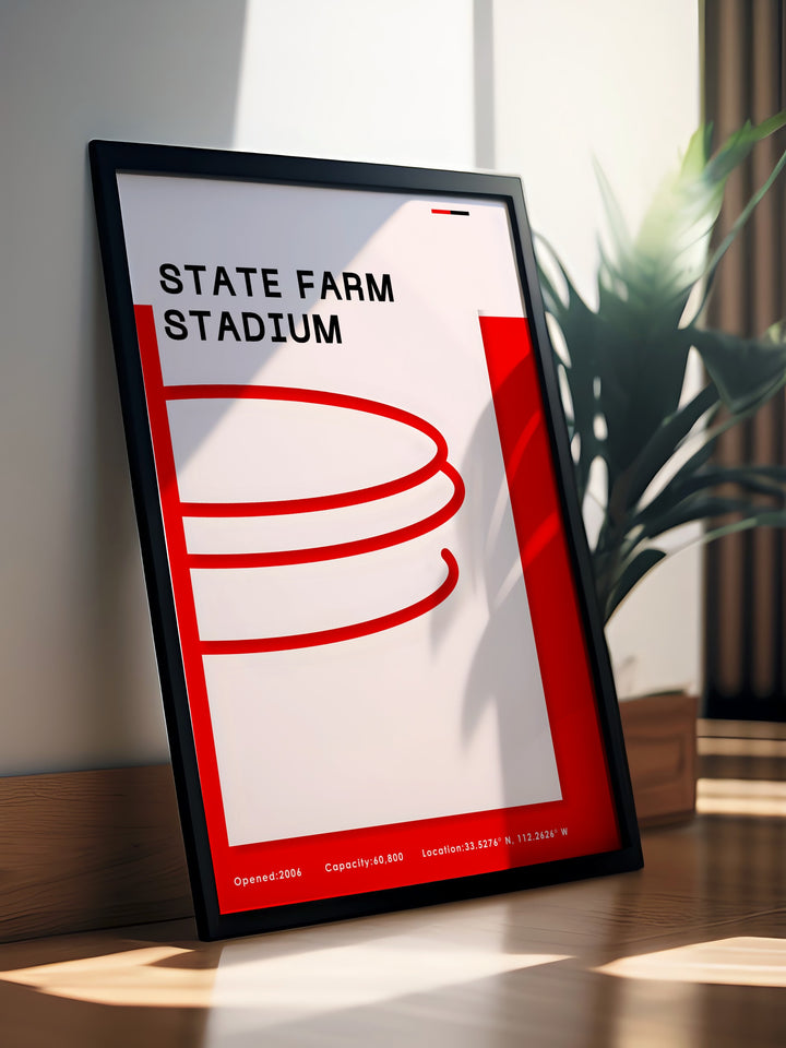 NFL Cardinals poster showcasing State Farm Stadium designed for football wall art in homes and offices