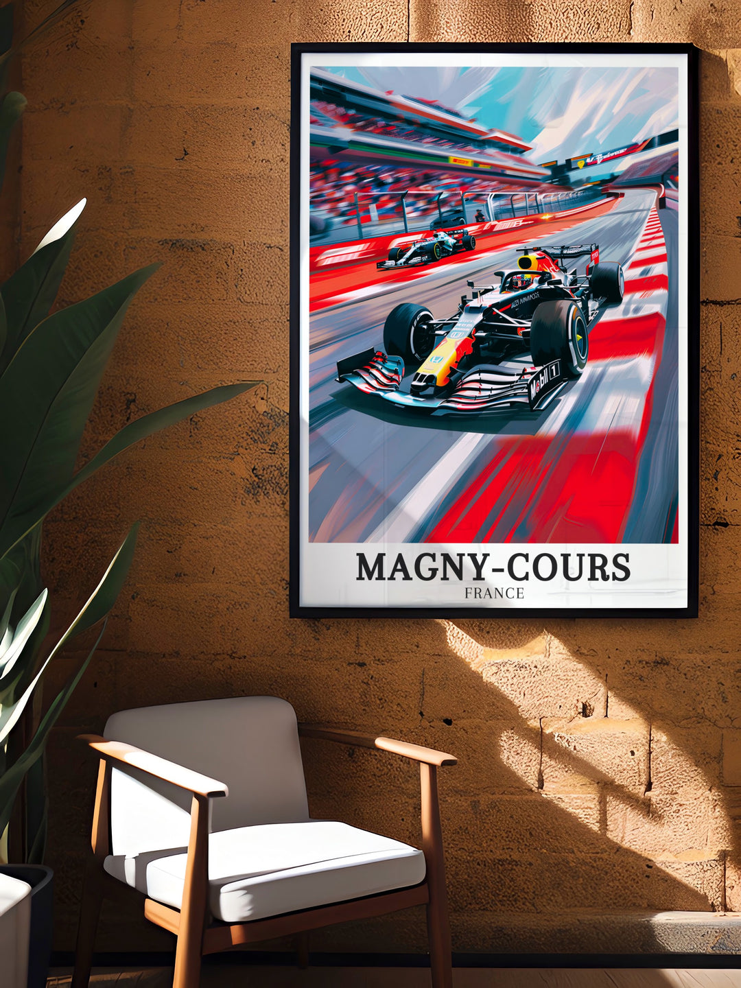 Celebrate the excitement of motorsport with this Magny Cours travel poster. Featuring the Bugatti Circuit and Circuit de Nevers Magny Cours, the artwork captures the thrill of these iconic French racing venues, making it an ideal piece for fans of speed and performance.