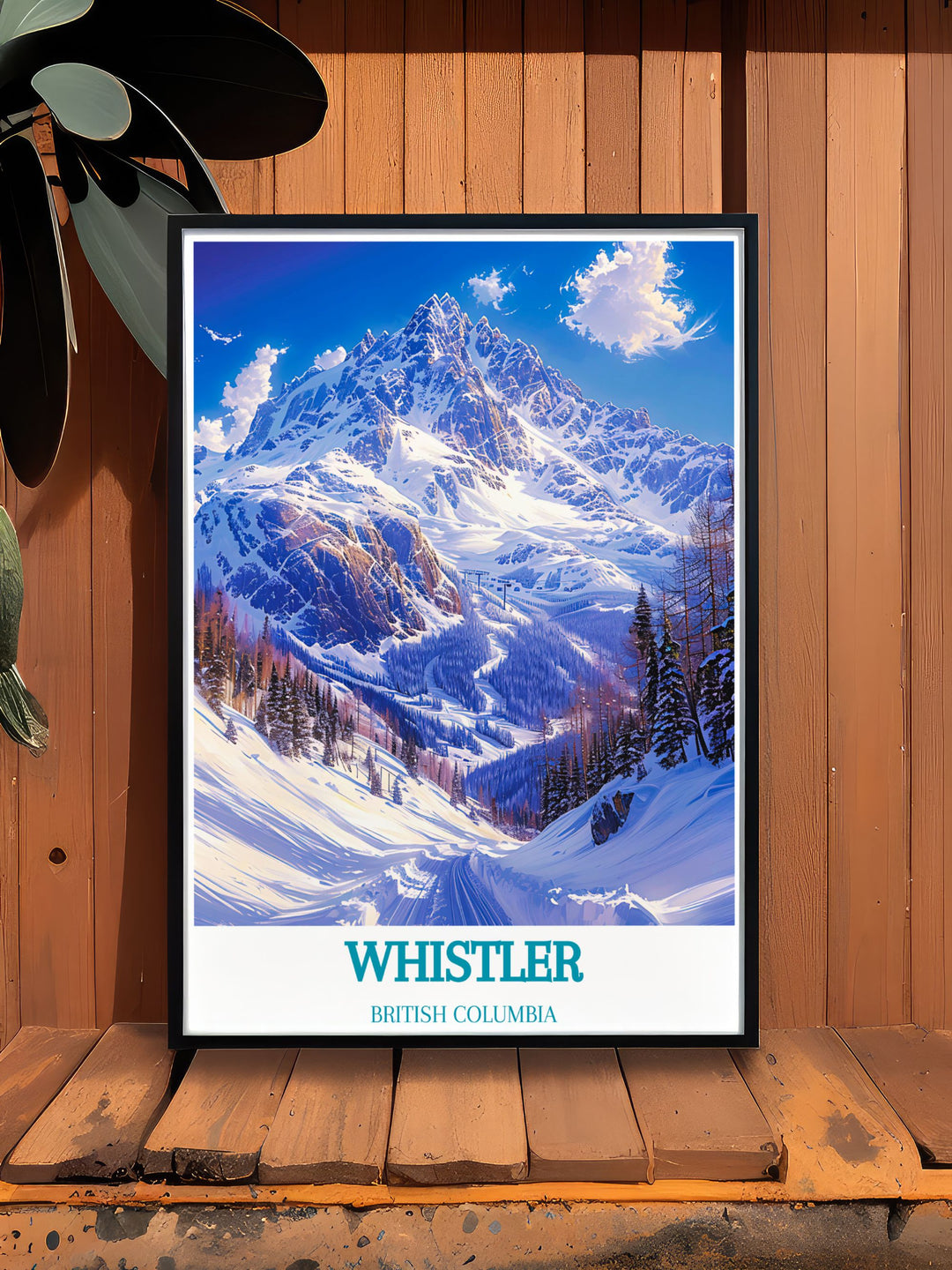 Personalized custom print of Whistler Blackcomb, capturing the resorts natural elegance and vibrant village. Perfect for creating a unique piece of art that reflects your love for Whistlers stunning scenery.