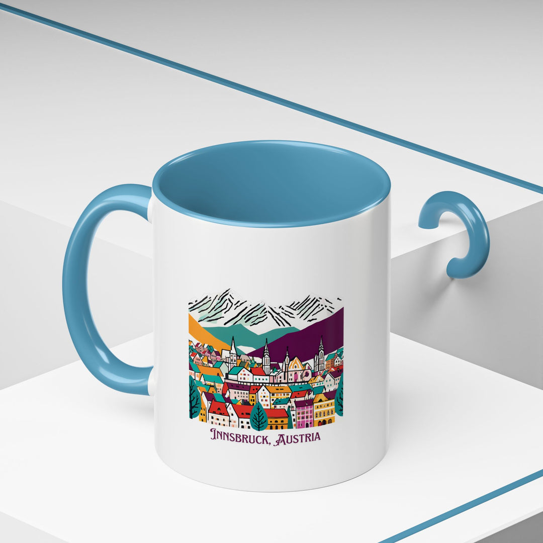 This Innsbruck Austria mug blends artistic elegance with practicality, showcasing intricate details inspired by the city. Dishwasher-safe and made from durable ceramic, it is ideal for coffee or tea lovers and makes an excellent gift.