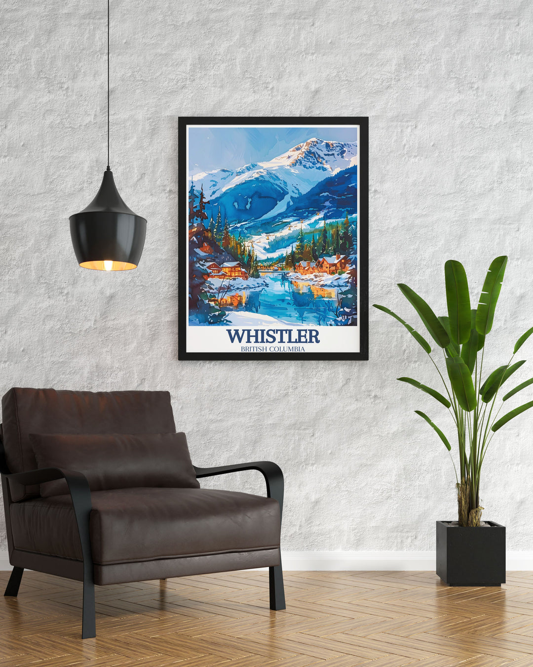 Whistler wall art depicting the thrill of skiing and the tranquility of the Coast Mountains making it a beautiful addition to your living space evoking memories of snowy adventures