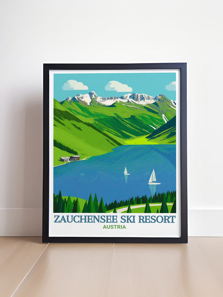 Stunning Zauchensee Lake Modern Decor illustrating the picturesque lake and alpine landscape with contemporary design elements for stylish home decoration