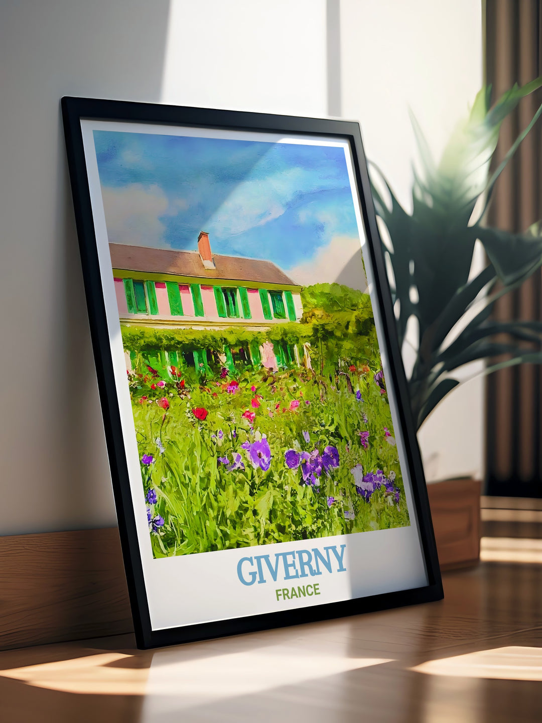 This France travel print showcases Claude Monets iconic House and Gardens in Giverny, bringing the beauty of this French landmark into your home. The delicate colors and intricate details make this an ideal addition to any art collection.