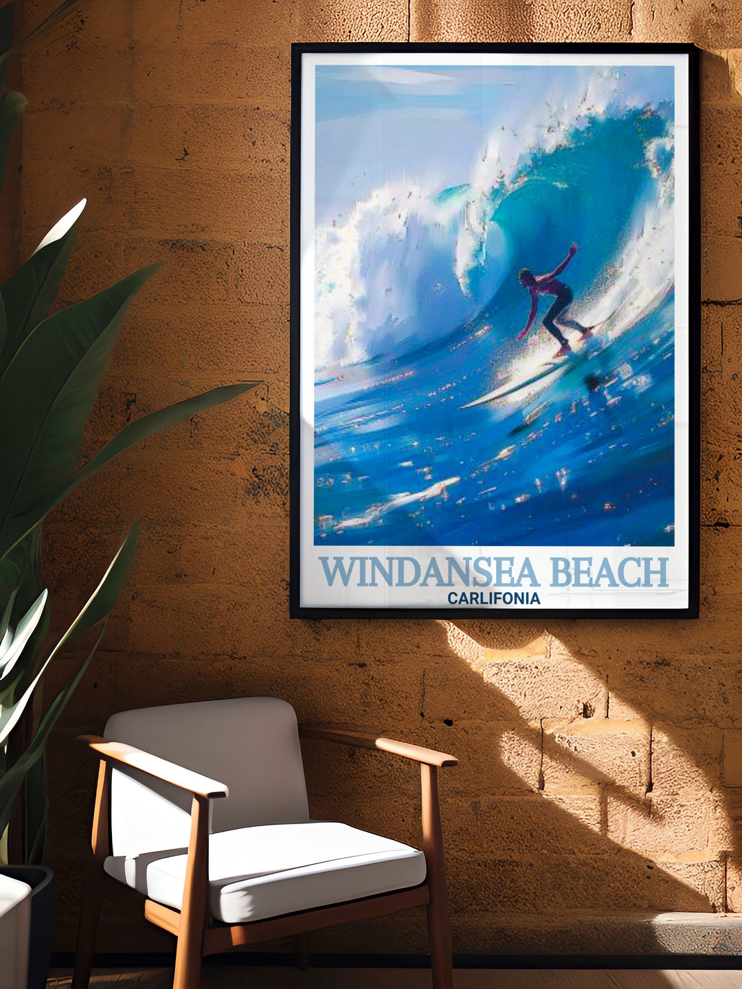 Surfing Waves Framed Prints capturing the stunning rock formations and ocean waves at Windansea Beach ideal for living room decor. These prints add a touch of coastal elegance to your home and are perfect wall art choices.