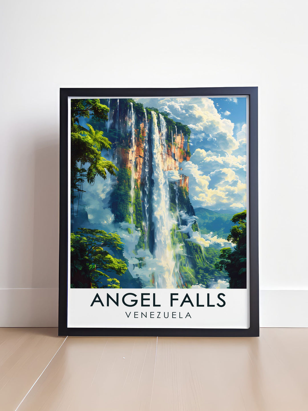 Experience the breathtaking sight of Angel Falls with this Venezuela wall art. The intricate details of the waterfall, from the mist rising off the rocks to the vibrant colors of the surrounding forest, make it an impressive piece for nature enthusiasts.