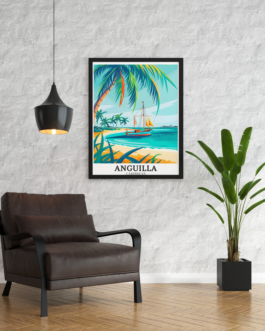 Caribbean Poster featuring Little Bay and Sandy Island captures the vibrant colors and serene landscapes of Anguilla perfect for enhancing your home with Caribbean vibes or gifting to someone who appreciates travel art and the natural beauty of tropical islands