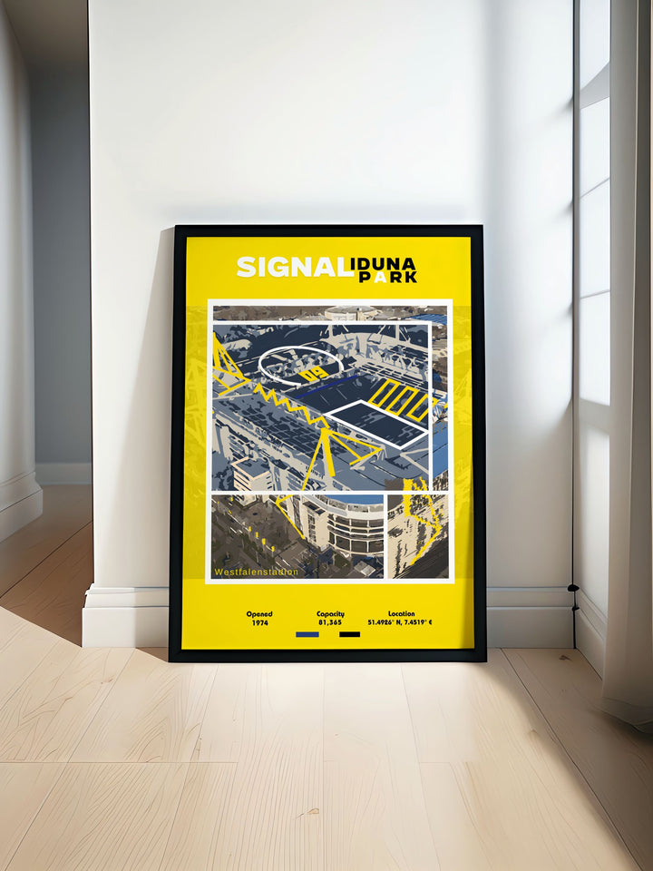 Experience the thrill of Borussia Dortmund with our Marco Reus Poster capturing the energy of Signal Iduna Park and the excitement of Dortmund football ideal for fans who appreciate the talent of Marco Reus and Julian Brandt