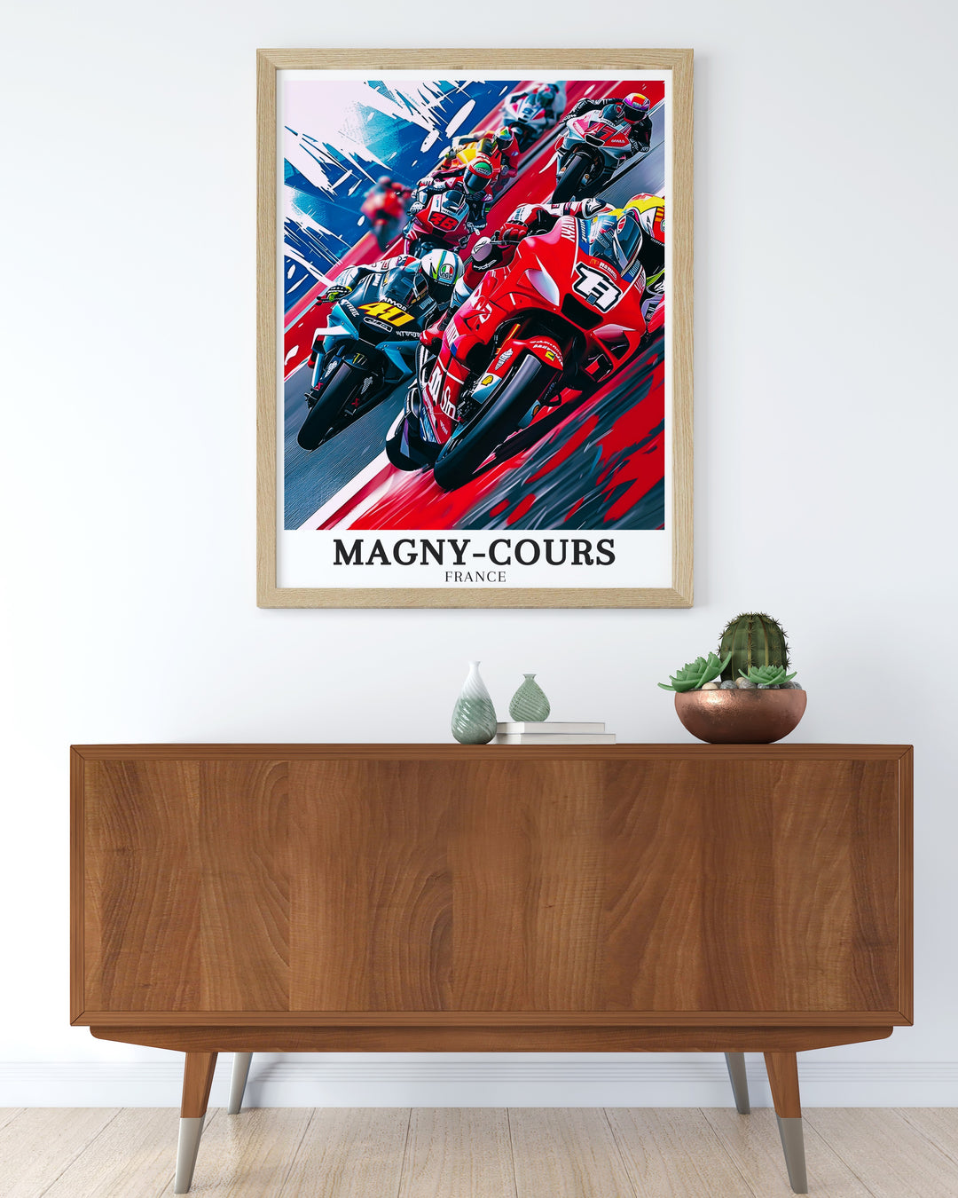 Featuring the GP De France and the Circuit de Nevers Magny Cours, this canvas art celebrates the speed and precision of motorsport in France. Perfect for racing fans, this artwork adds a dynamic touch to any room.