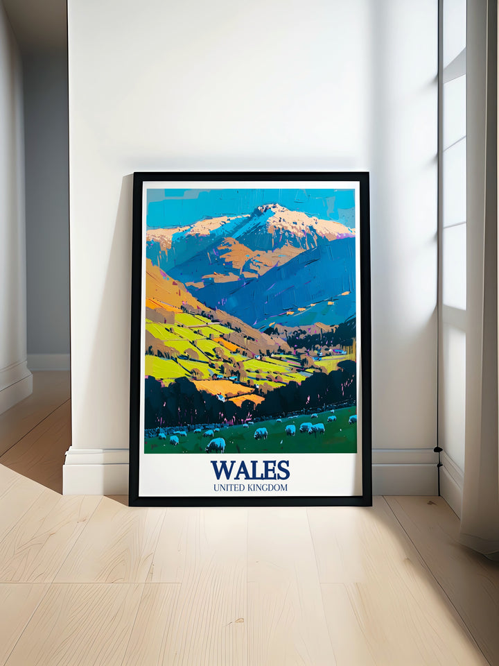 Discover the timeless beauty of Llansteffan Castle with our exquisite Wales print perfect for any home decor alongside stunning Snowdonia National Park Mount Snowdon modern prints